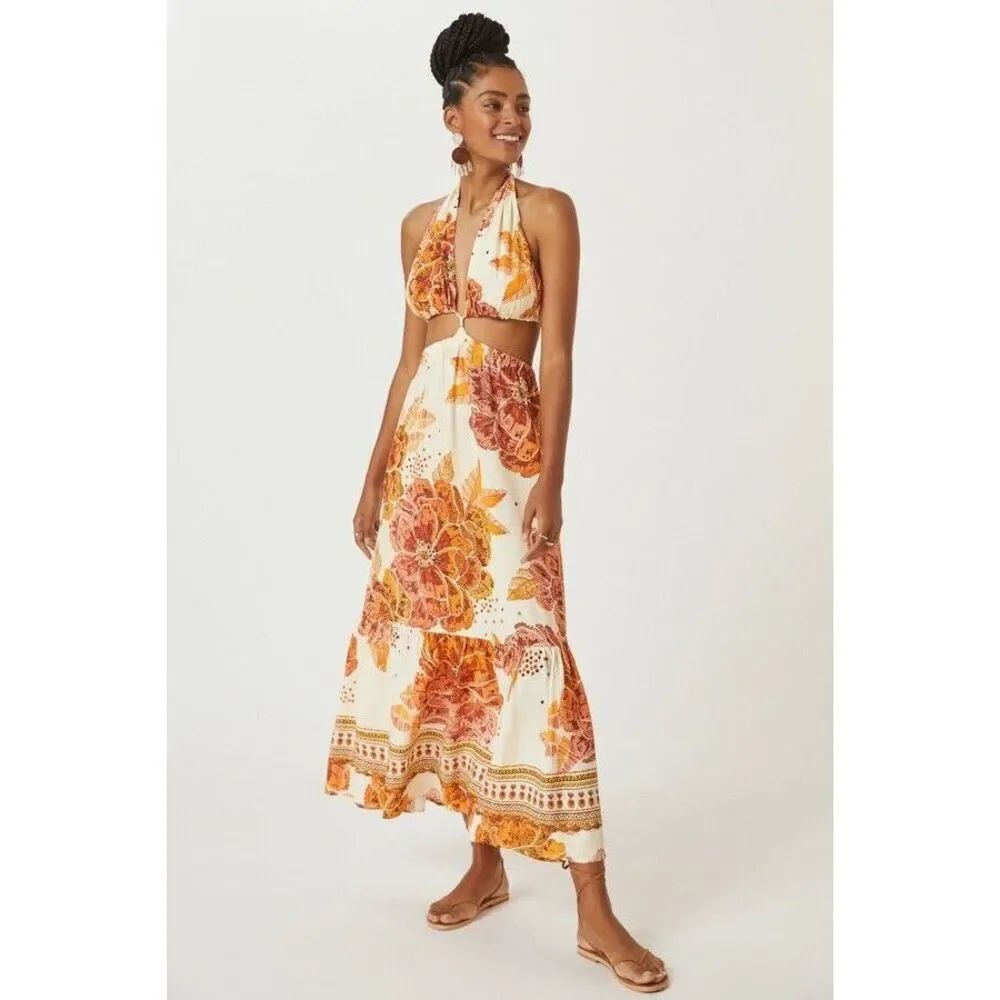 Anthrophologie Farm Cut Out Floral Maxi Dress $230